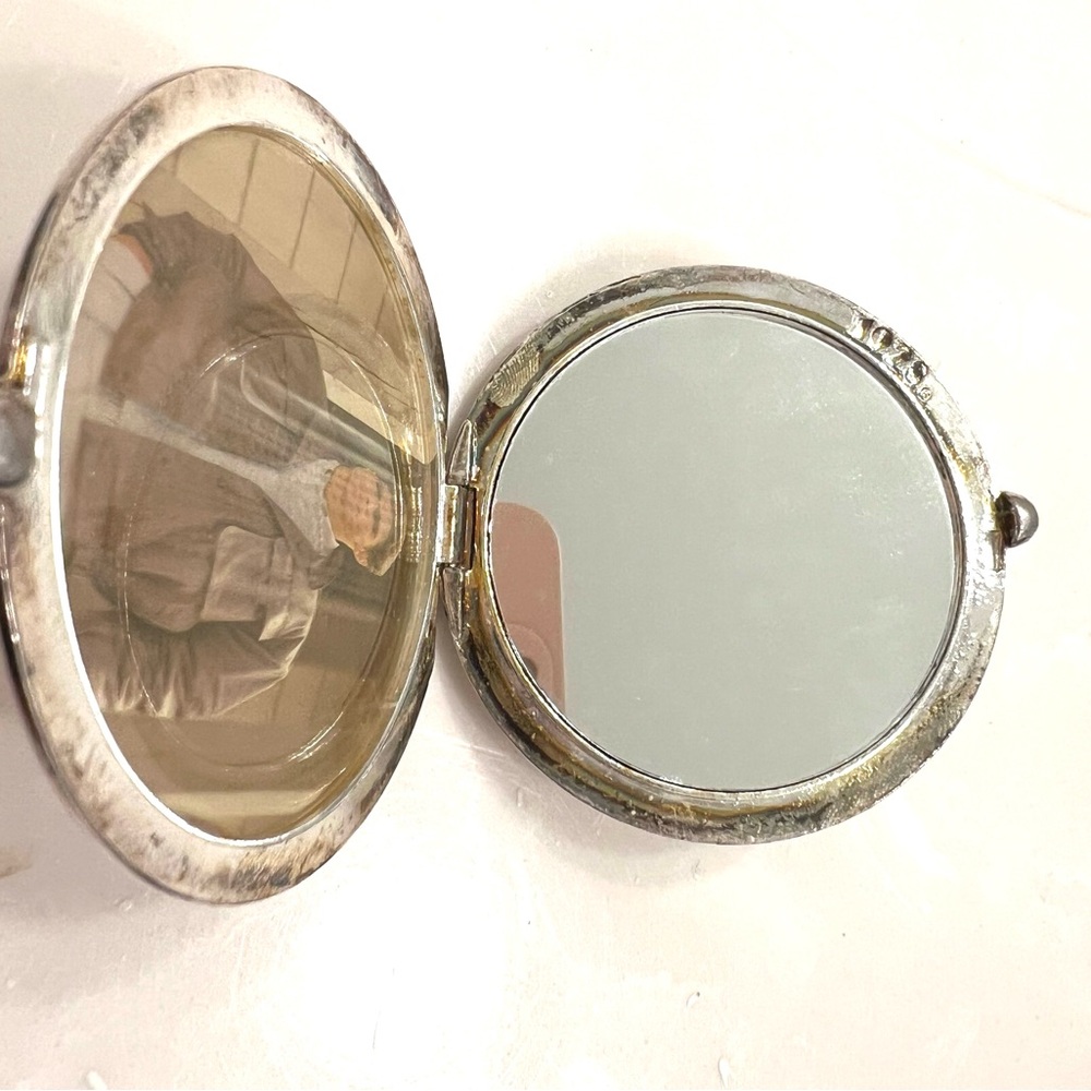 Vintage 1928  Sterling Silver Purse Antique Mourning Signed Mirror Lux